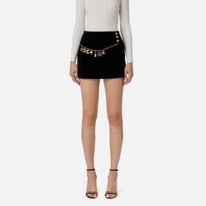 Stylish Black Mini Skirt with Gold Details